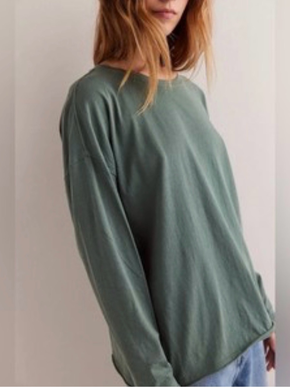 NWT We The Free from Free People Nina Long-Sleeve Tee in Topiary / Green Size M - Picture 5 of 9